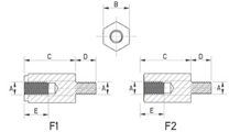 Hexagonal M/F Spacer [305]